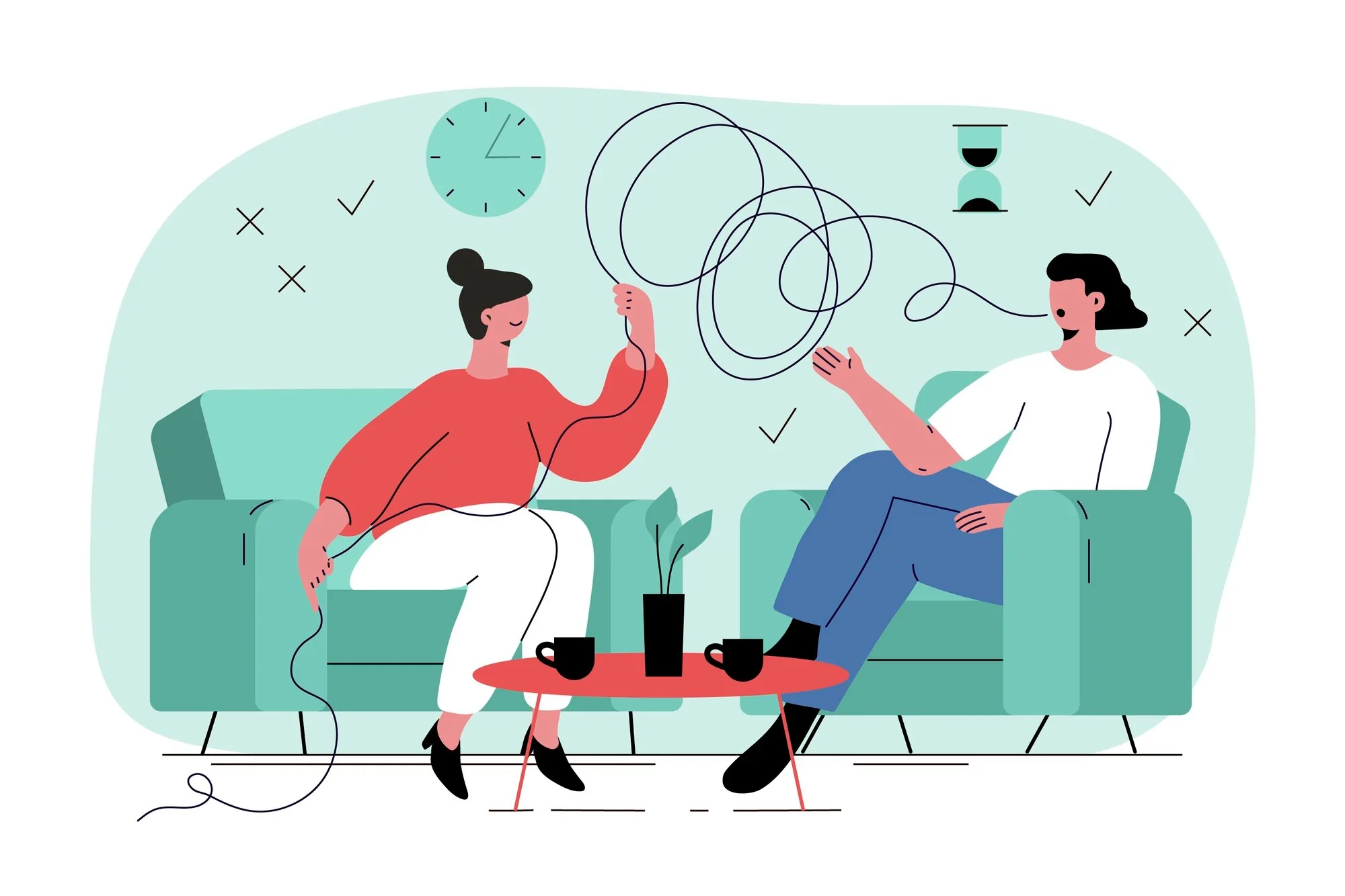 Illustrazione di un colloquio di psicoterapia individuale
